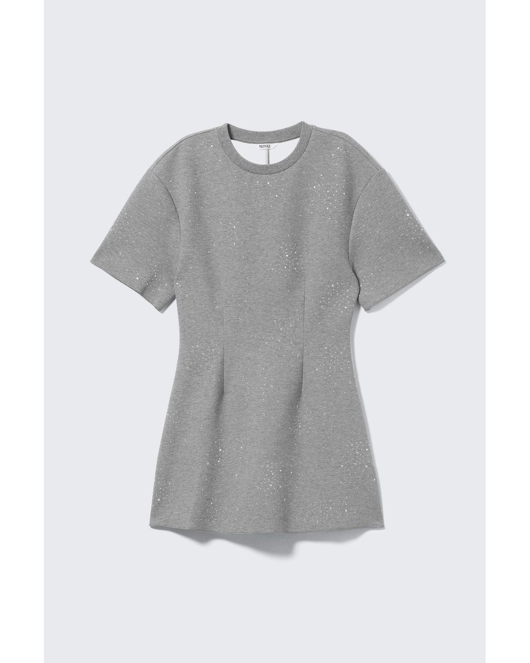 Monki Gray Studded Mini Scuba Tee Dress