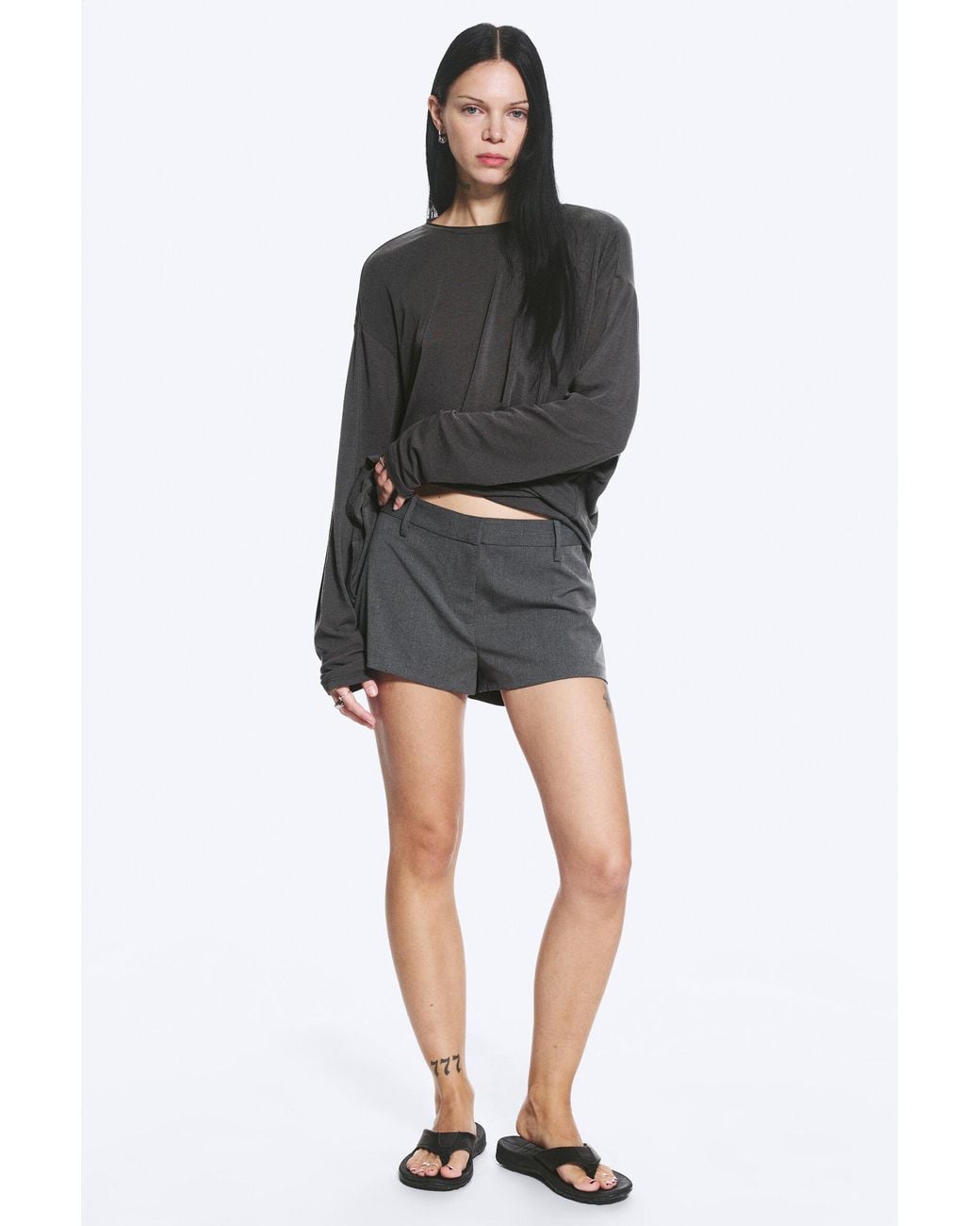 Weekday Black Low Waist Mini Suiting Shorts