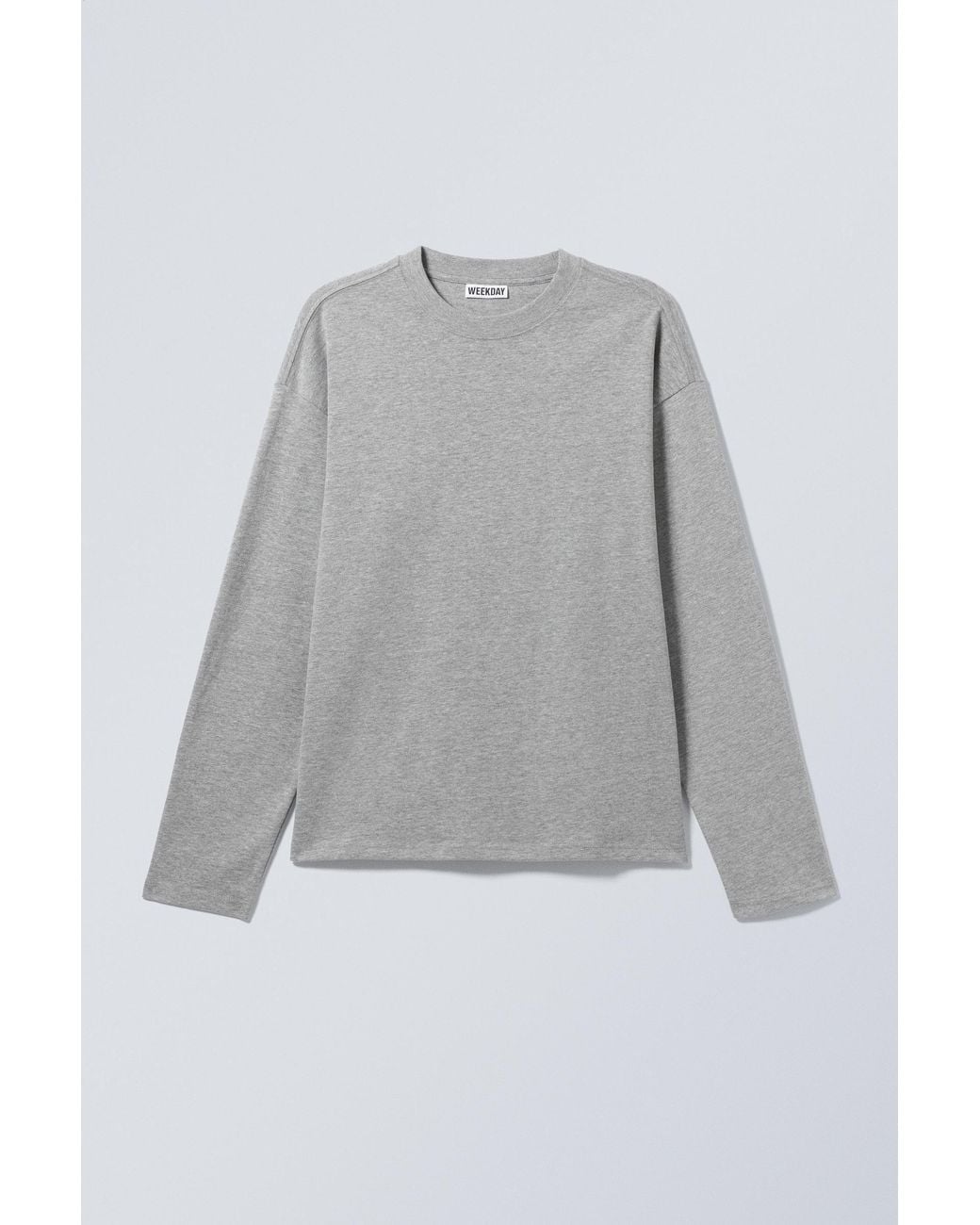 Weekday Gray Loose Boxy Long-Sleeved T-Shirt for men