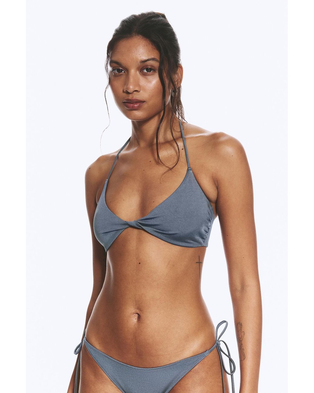 Weekday Blue Turn Halter Bikini Top