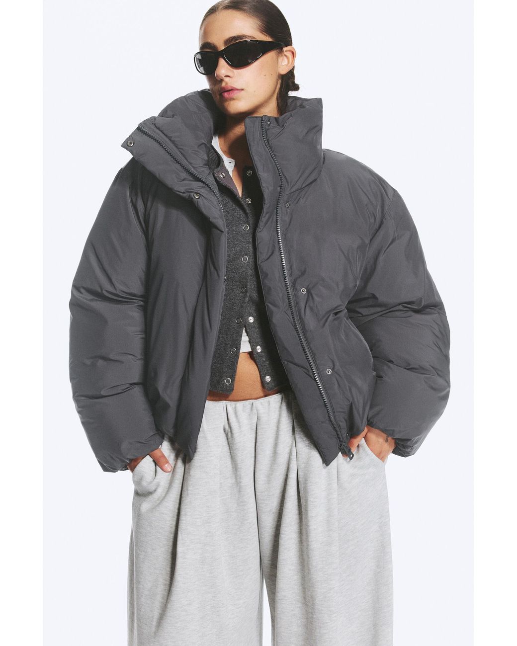 Weekday Gray Clean Puffer Jacket