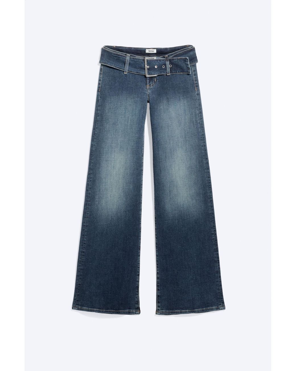 Monki Blue Willow Low Rise Loose Flared Jeans