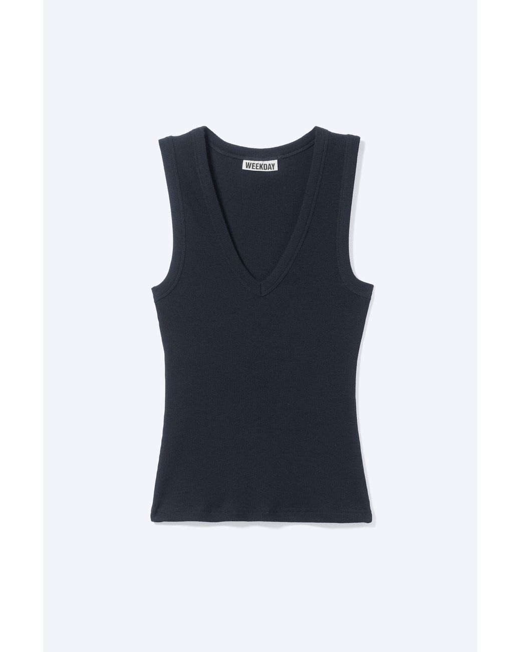 Weekday Black Ribbed V-Neck Tank Top