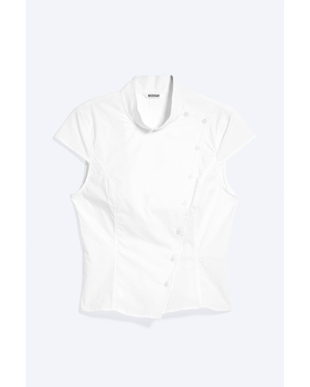 Weekday White Asymmetric Buttoned Top