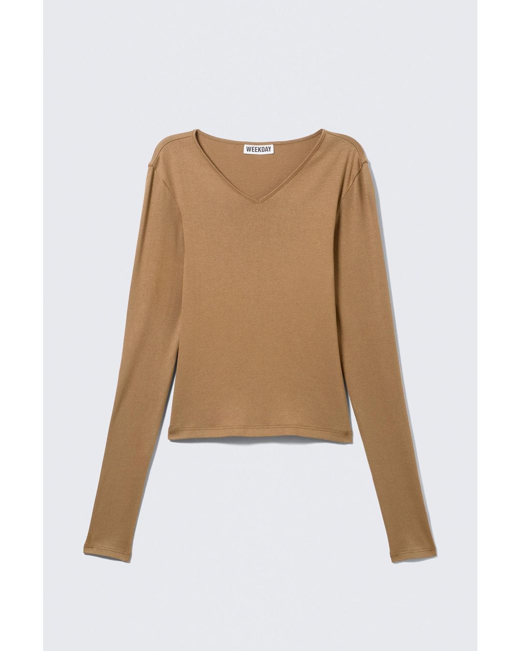 Weekday Blue Slim V-Neck Long-Sleeved Top