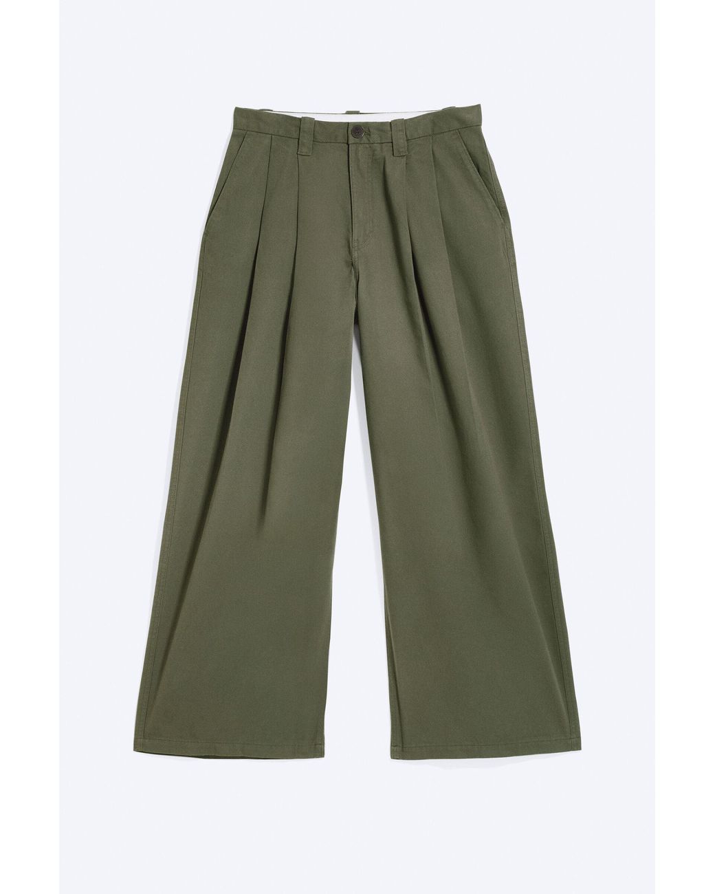 Weekday Green Otis Baggy Pleated Twill Chinos for men
