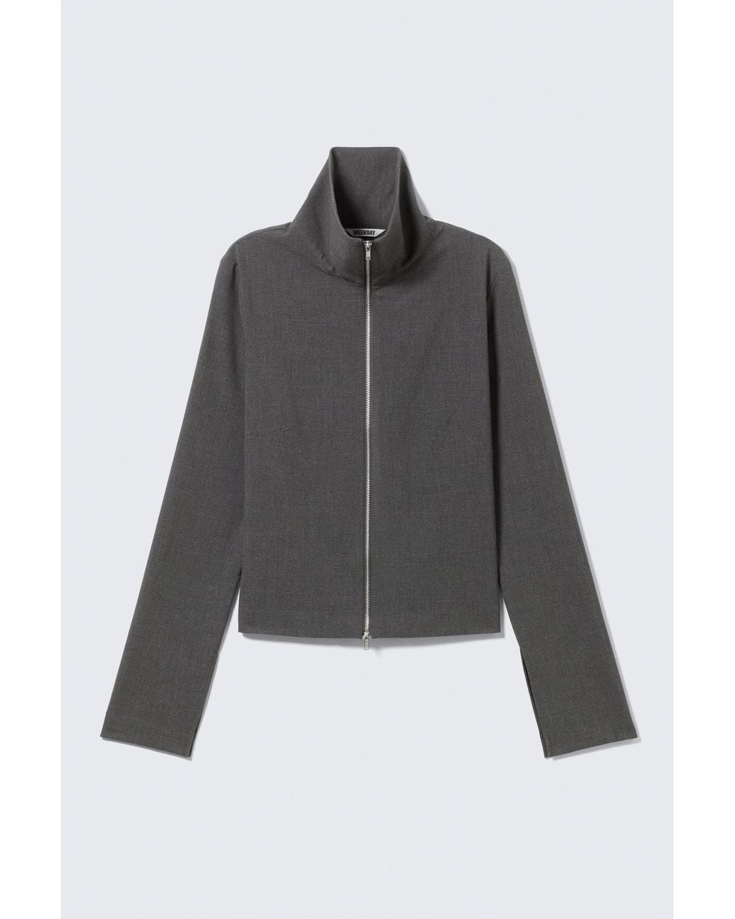 Weekday Gray Slim Long-Sleeved Zip Shirt