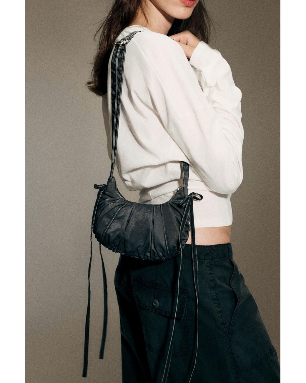Weekday Gray Small Curved Crossbody Bag