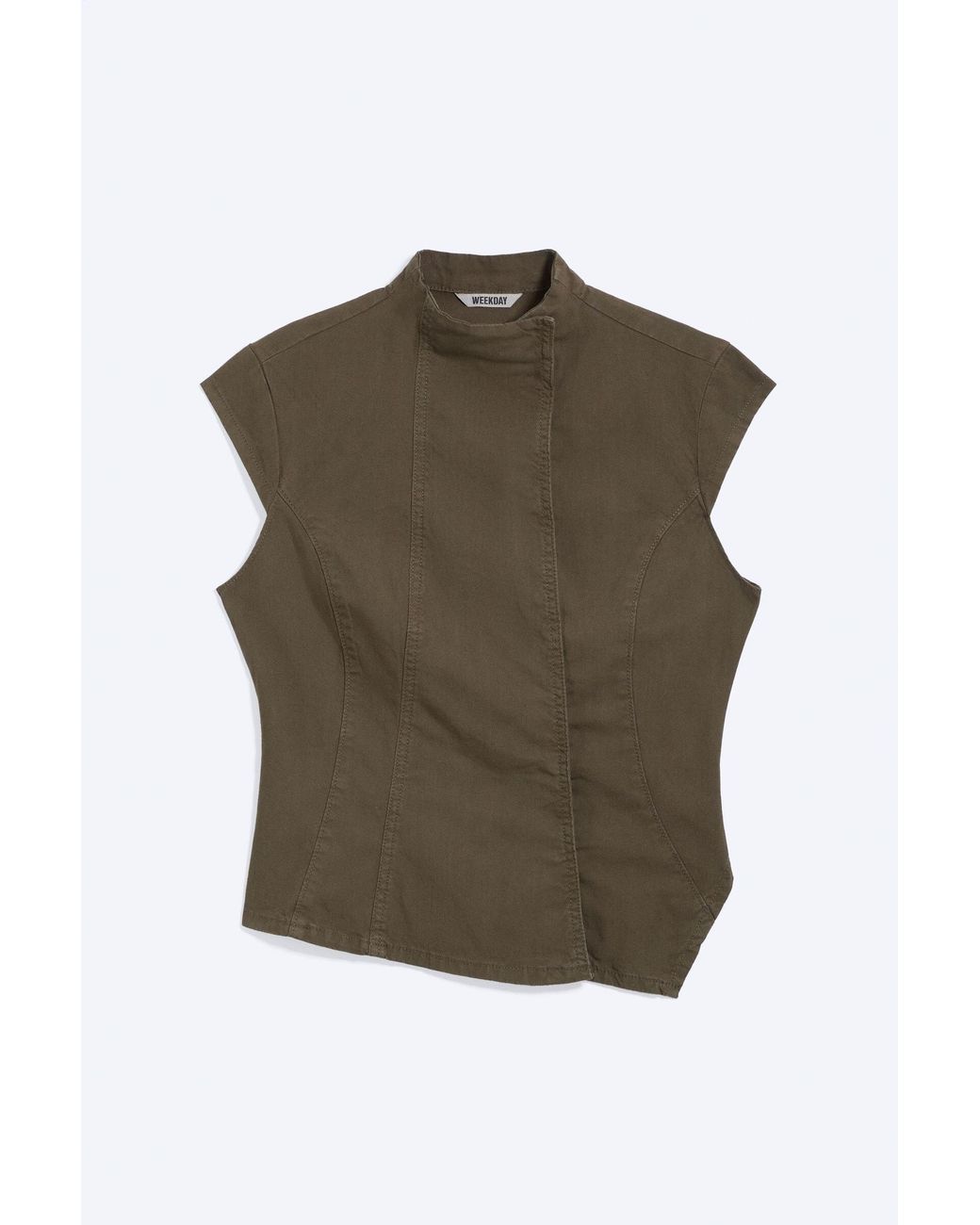 Weekday Green Structured Asymmetric Cotton Top