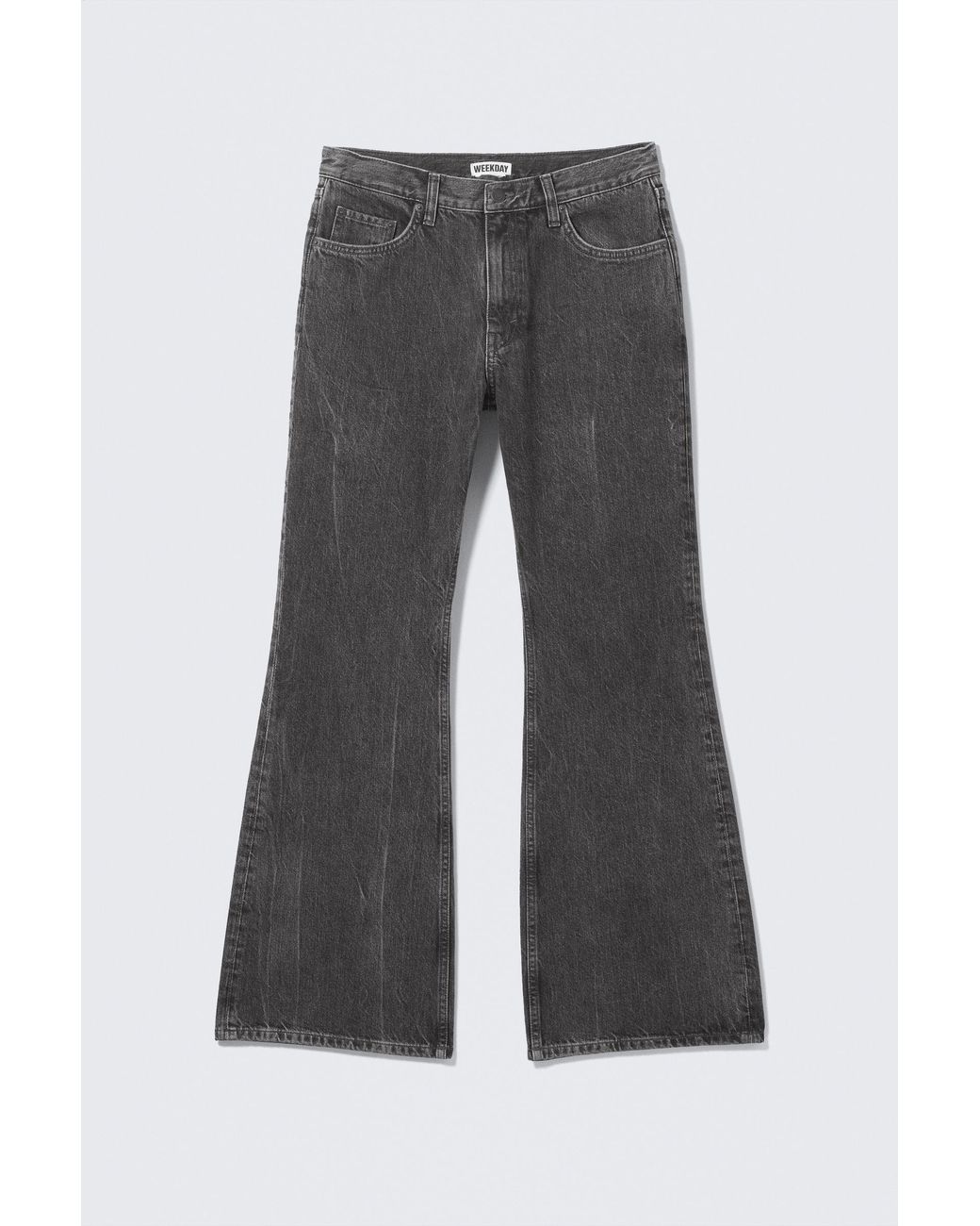 Weekday Black Helix Mid Rise Relaxed Flared Jeans
