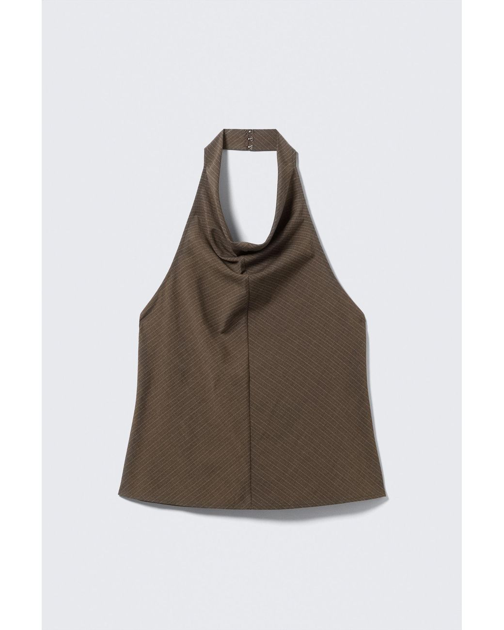Weekday Brown Draped Halter Cowl-Neck Top