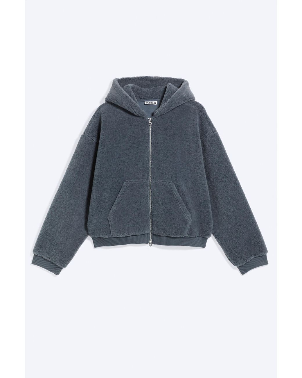 Weekday Blue Two-Way Zip Fleece Hoodie for men