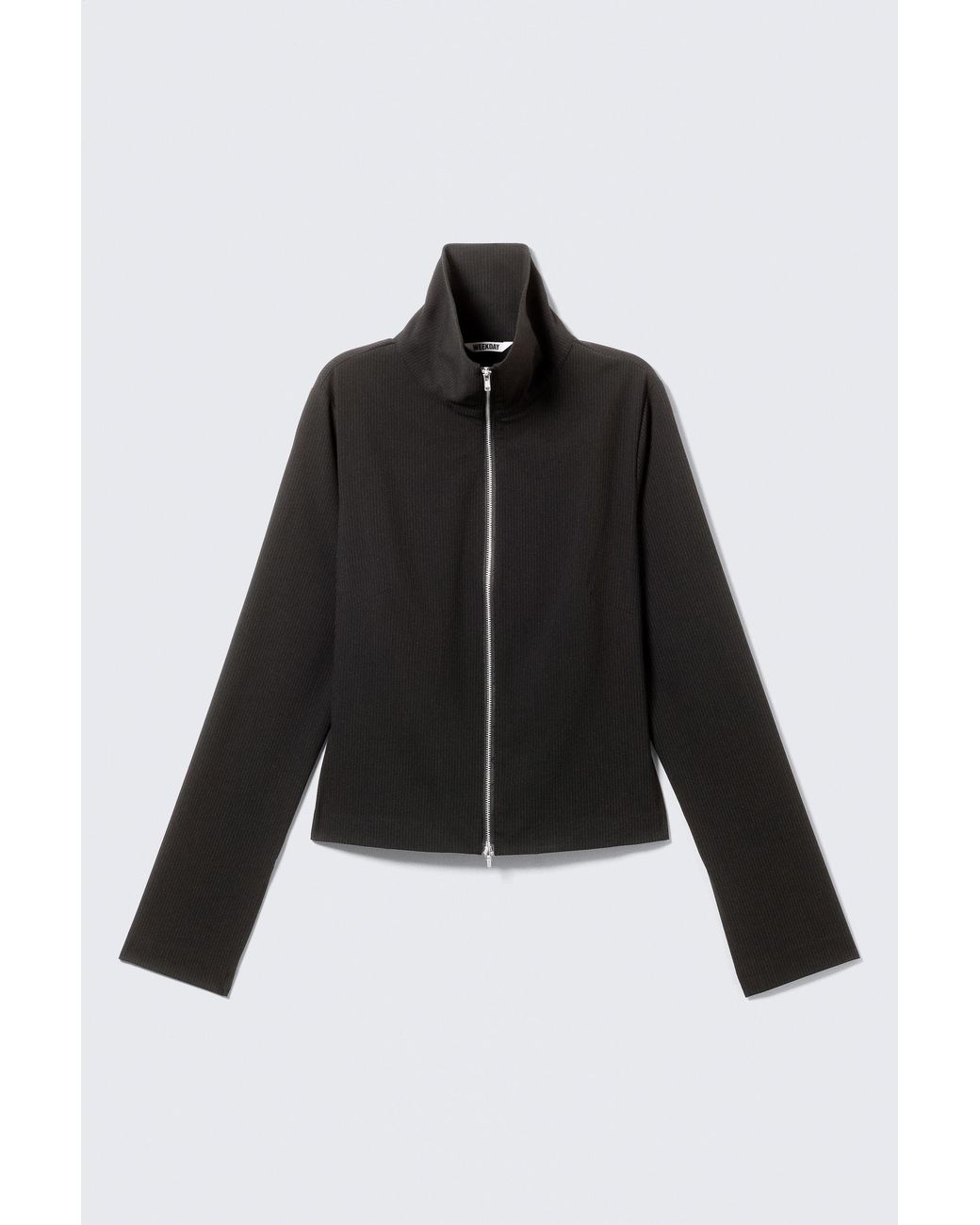 Weekday Black Slim Long-Sleeved Zip Shirt