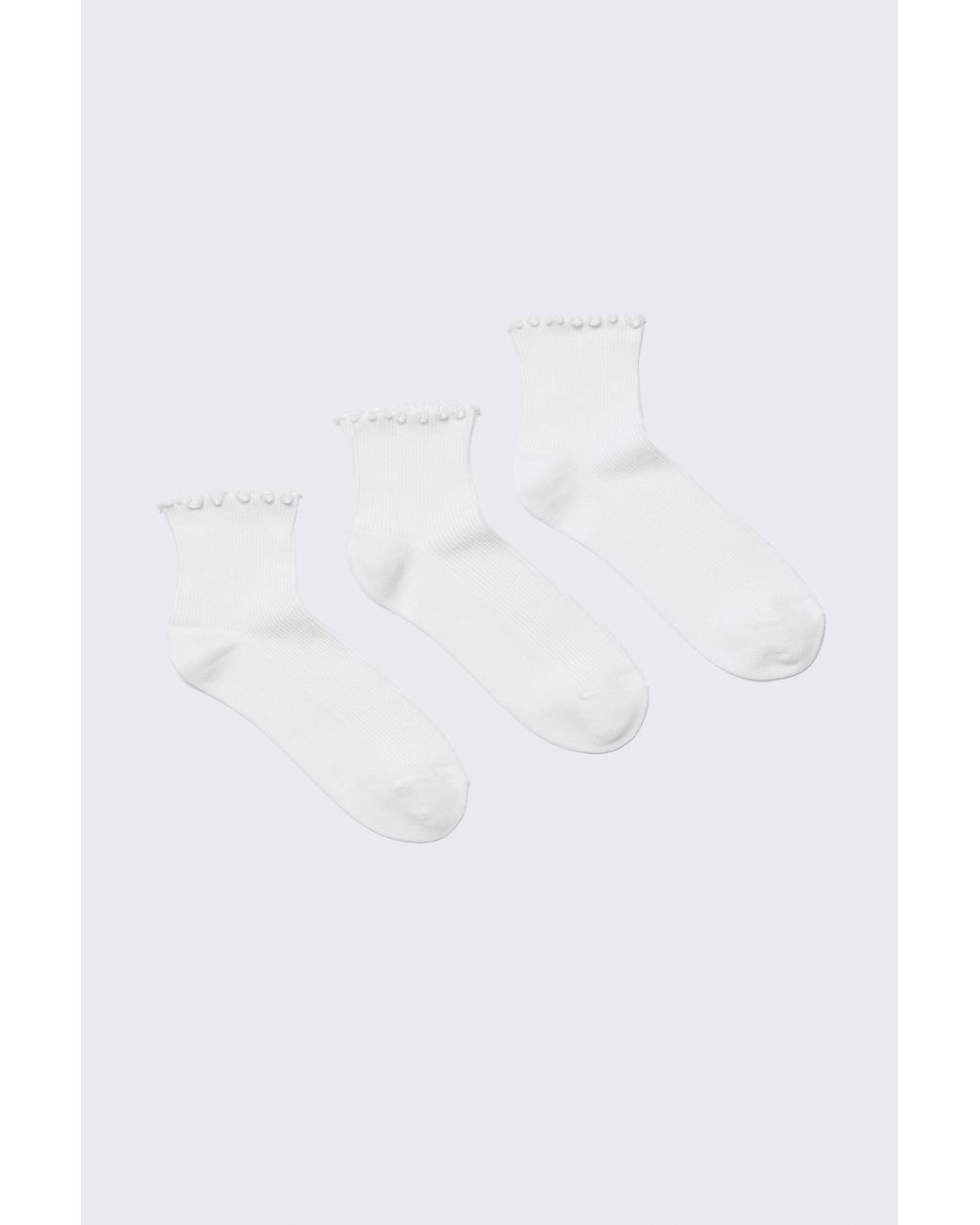 Weekday White 3-Pack Frill Edge Short Socks
