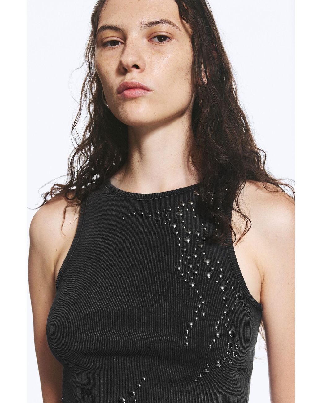 Weekday Black Studded Tank Top