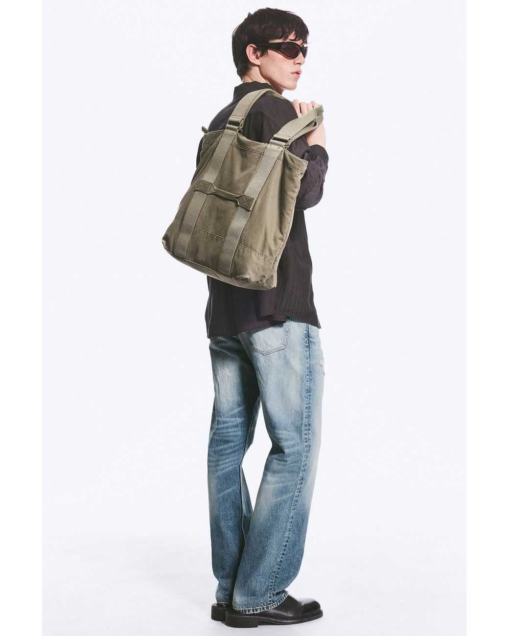 Weekday Blue Large Canvas Tote Bag for men
