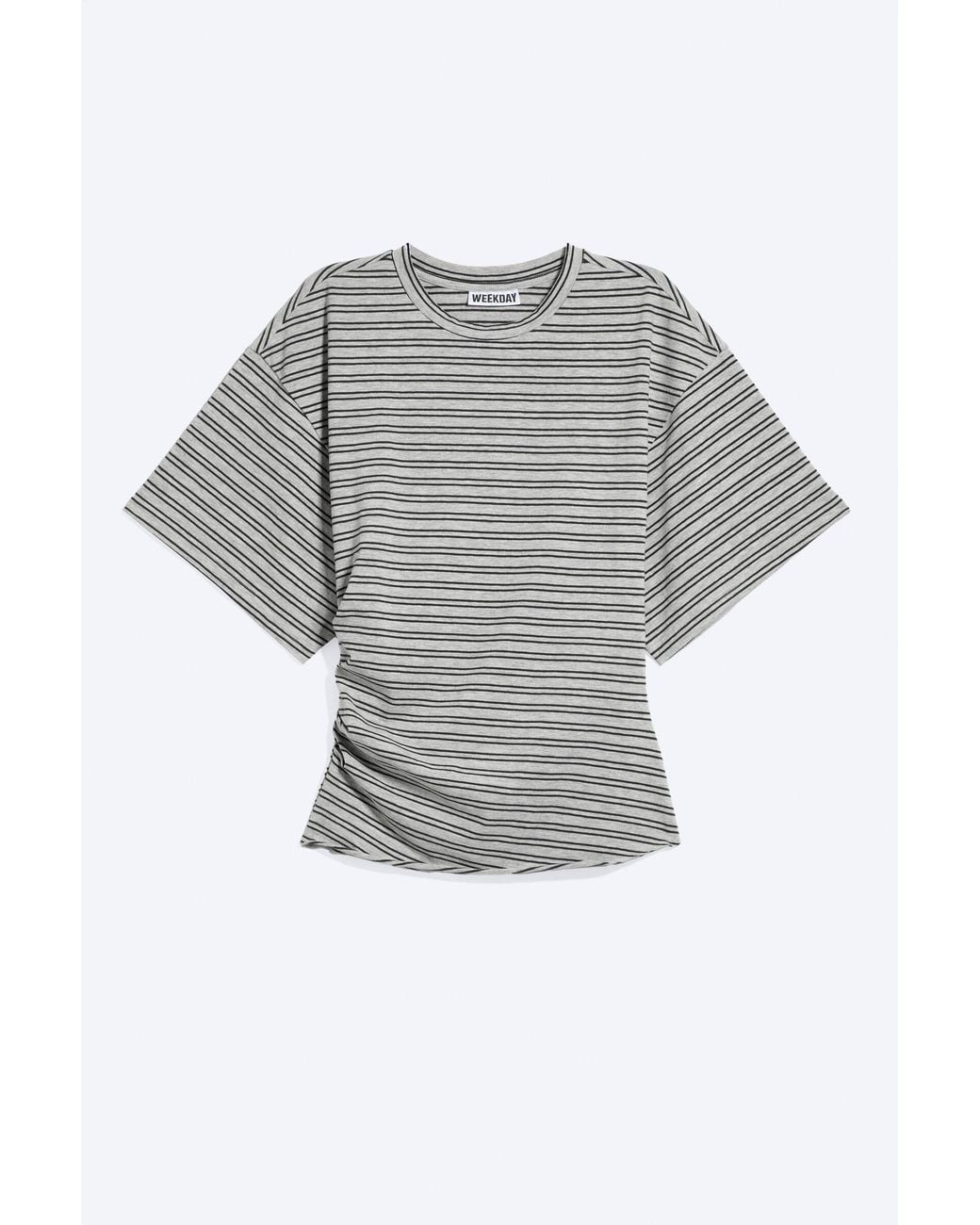 Weekday Gray Draped Fitted T-Shirt