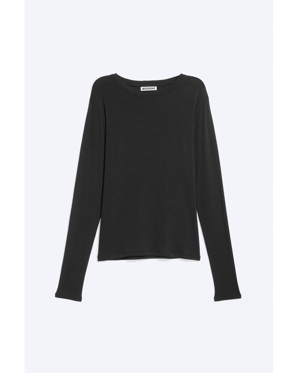 Weekday Black Slim Wool-Blend Long-Sleeved Top