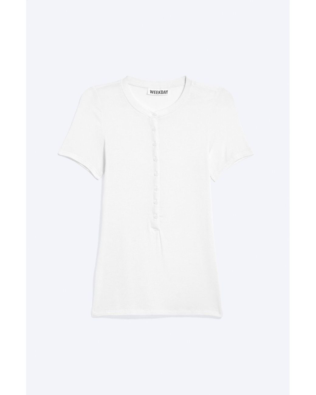 Weekday White Henley Short-Sleeved Top
