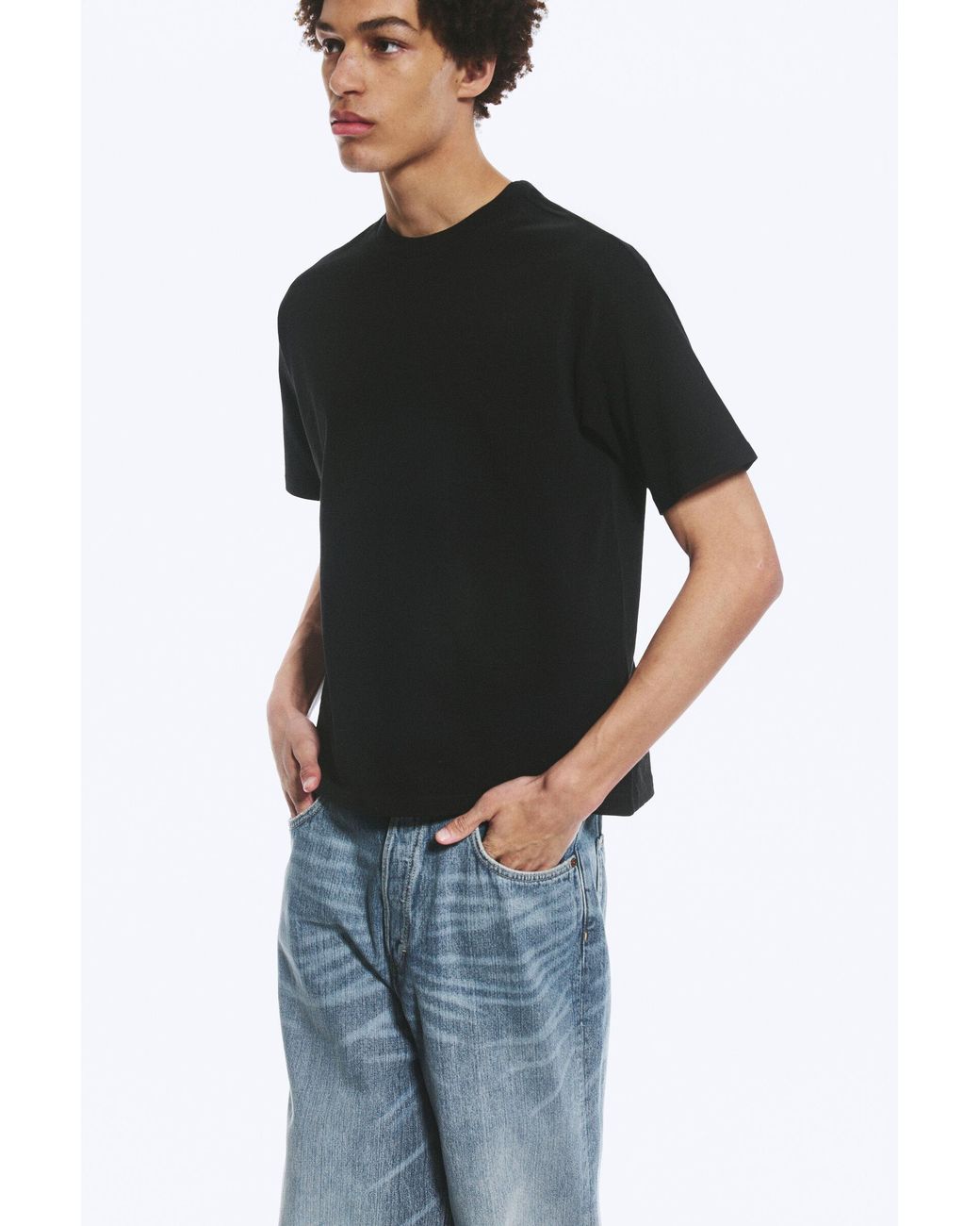 Weekday Black Great Boxy Heavyweight T-shirt for men