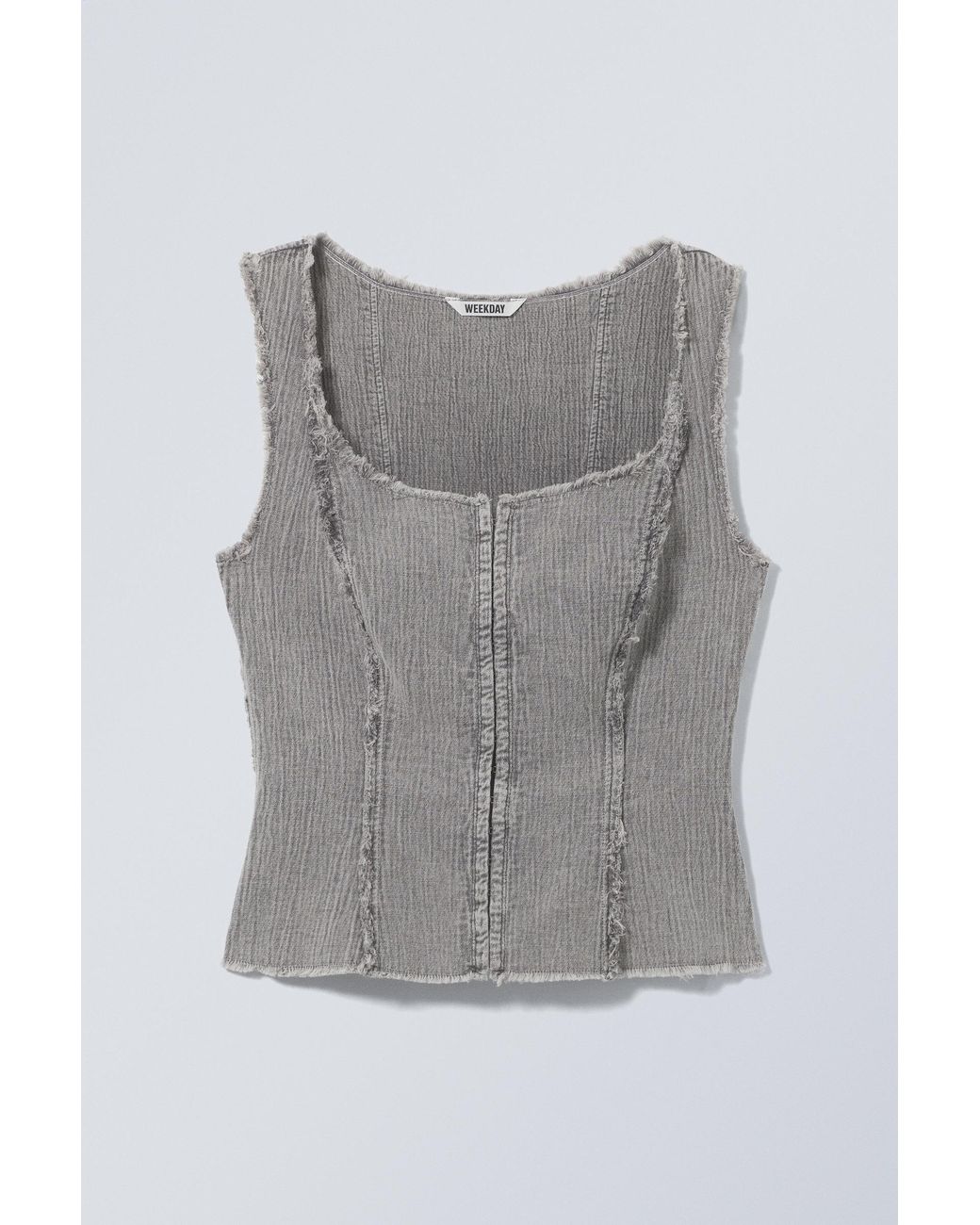 Weekday Gray Washed Square Neck Twill Top