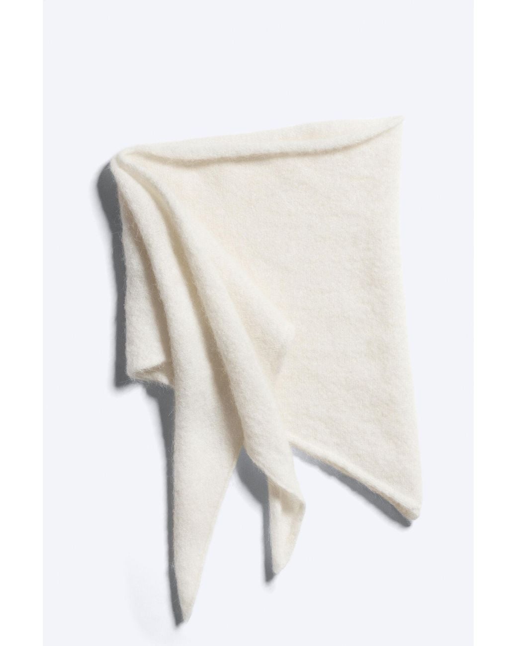 Weekday White Hairy Wool-Blend Triangle Scarf