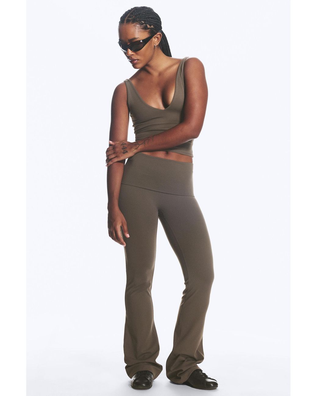 Weekday Multicolor Folded Waist Flared Yoga Tights
