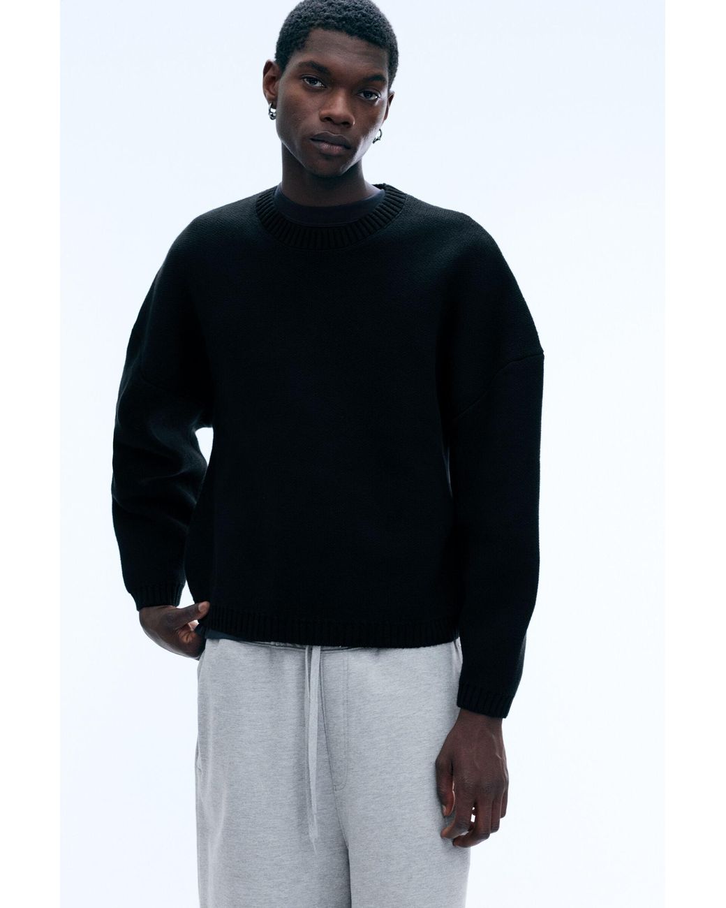 Weekday Black Oversized Heavyweight Cotton Sweater for men