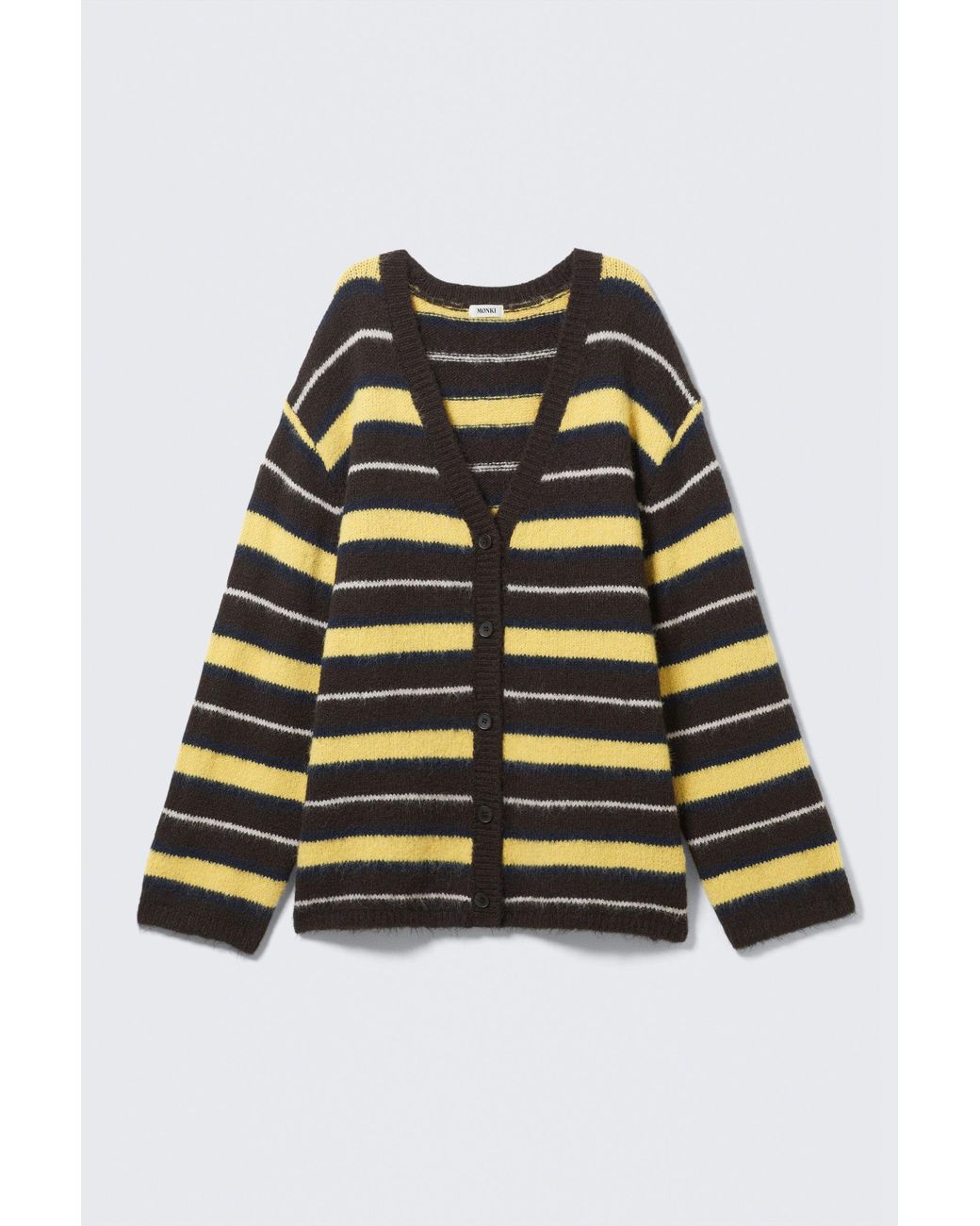 Monki Black Striped V-Neck Cardigan