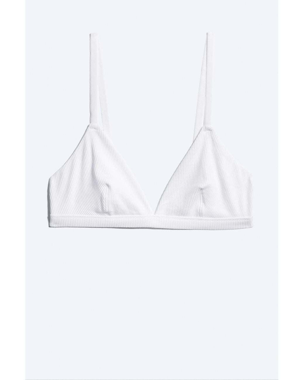 Weekday White Minimal Ribbed Soft Triangle Bra
