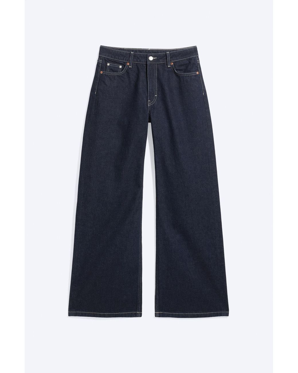 Weekday Blue Paz Mid Rise Wide Jeans