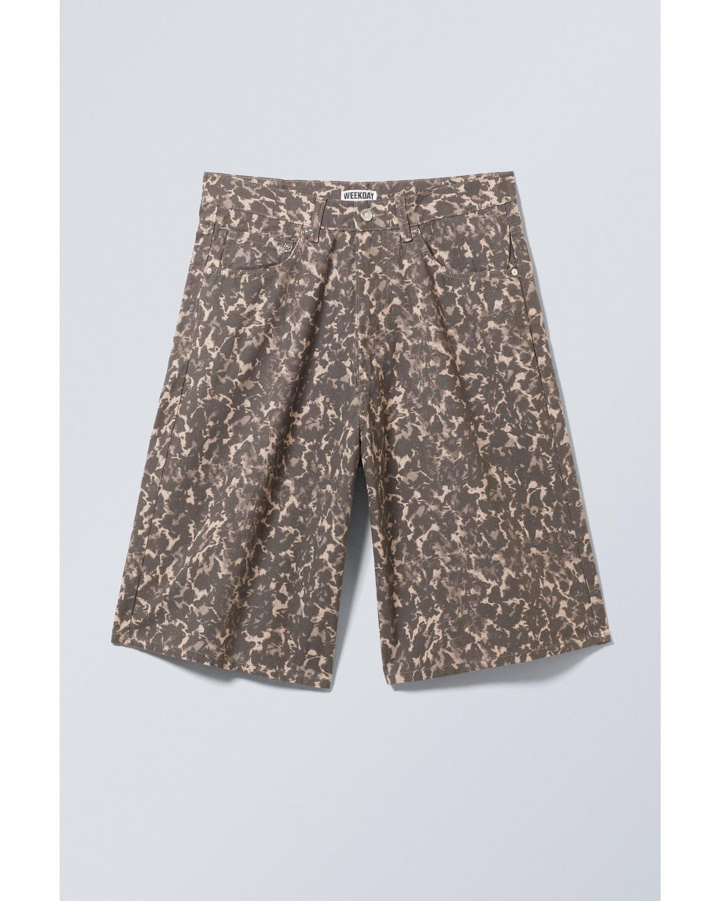 Weekday Natural Astro Loose Baggy Printed Cotton Twill Shorts for men
