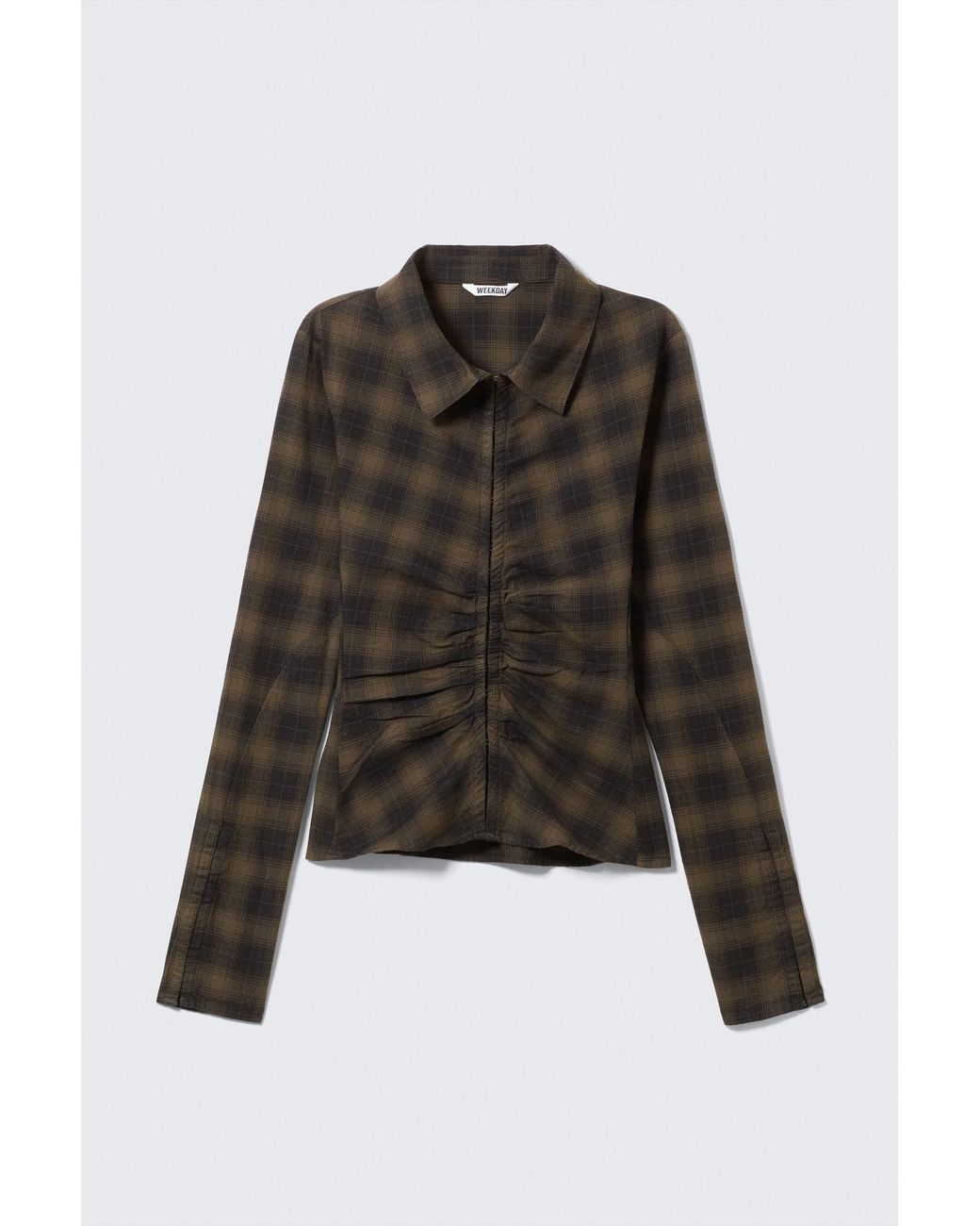 Weekday Blue Long-Sleeved Fitted Satin Shirt