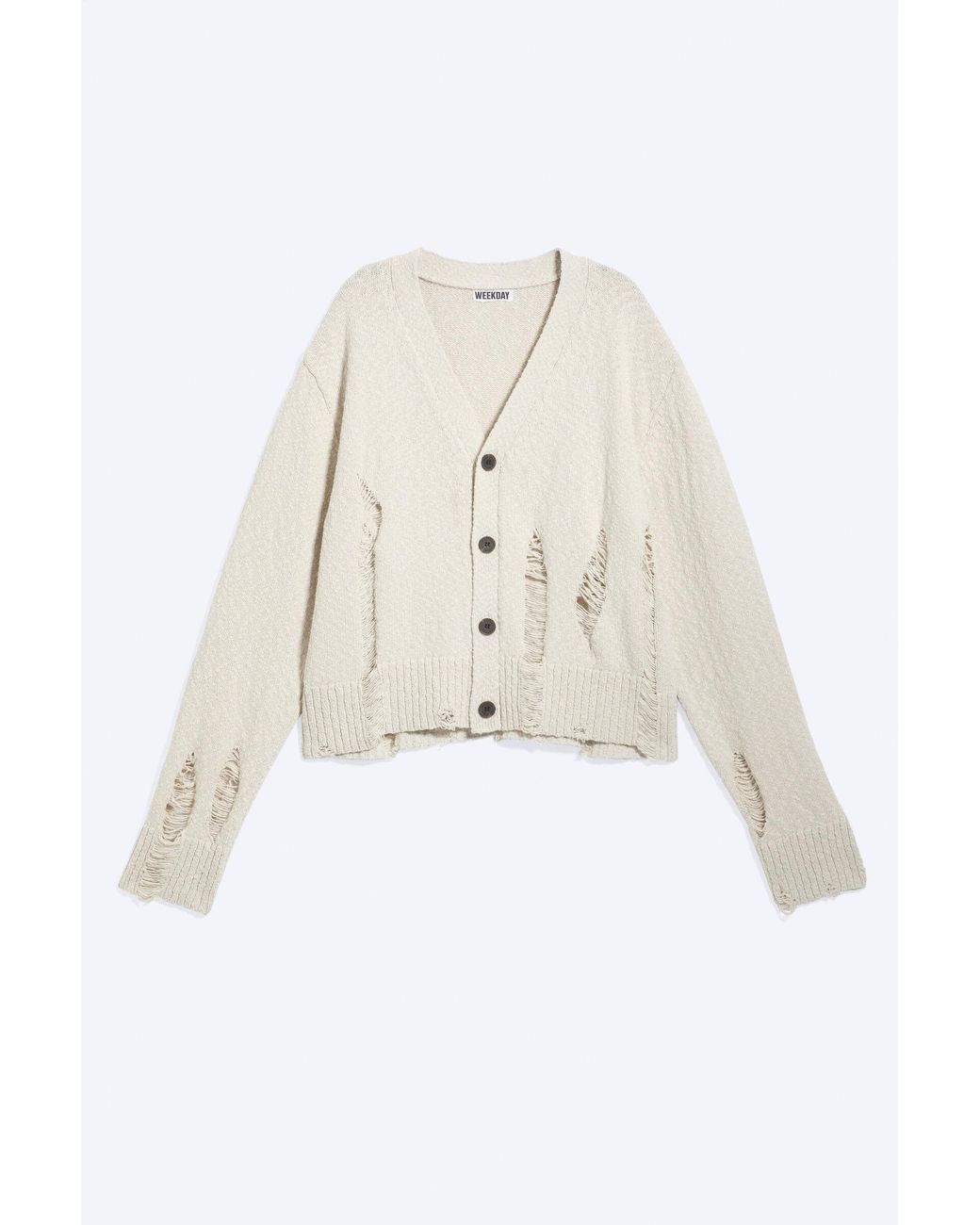 Weekday Blue Boxy Distressed Knitted Cardigan for men