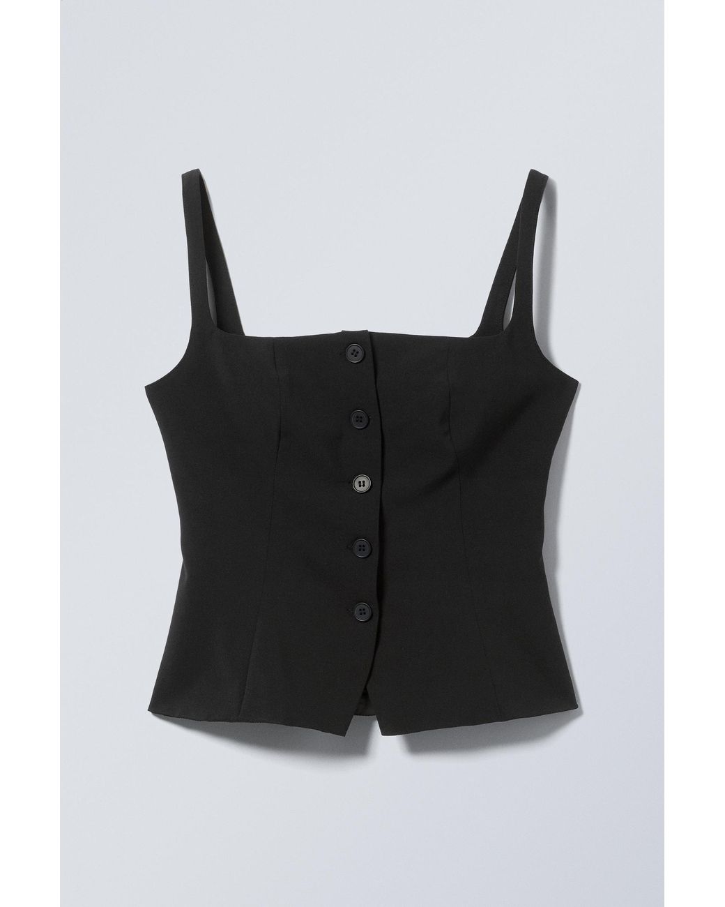 Weekday Black Square Neck Waistcoat Top