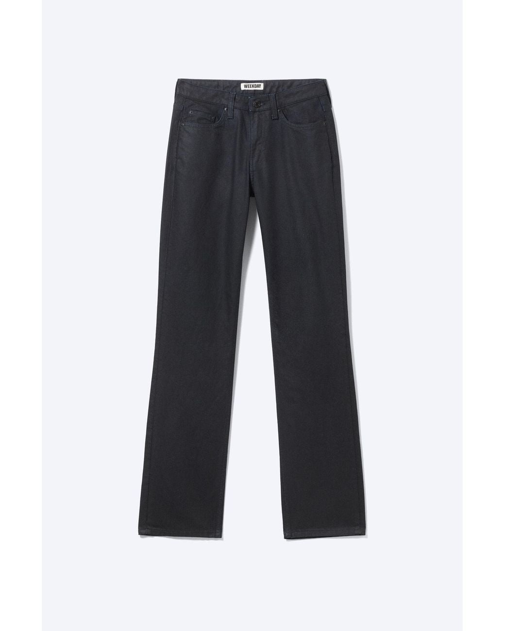 Weekday Black Laika Coated Mid Rise Straight Jeans