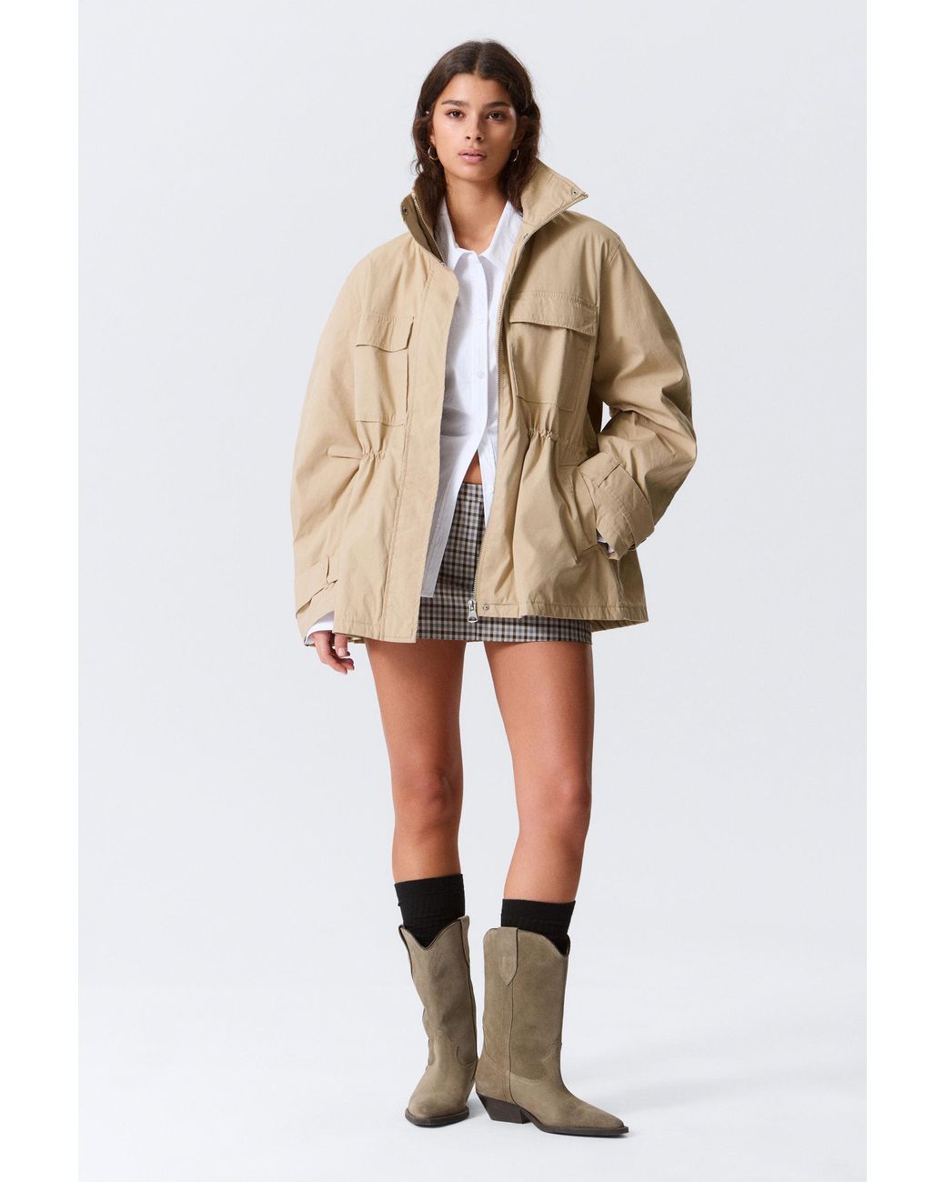 Monki 05913267 Monki Relaxed Utility Jacket in Natural | Lyst UK