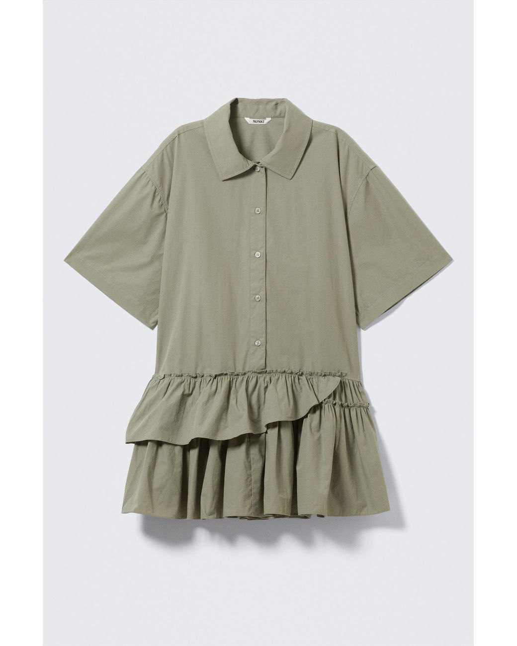 monki green shirt dress Oversized Ruffled Mini in favorites