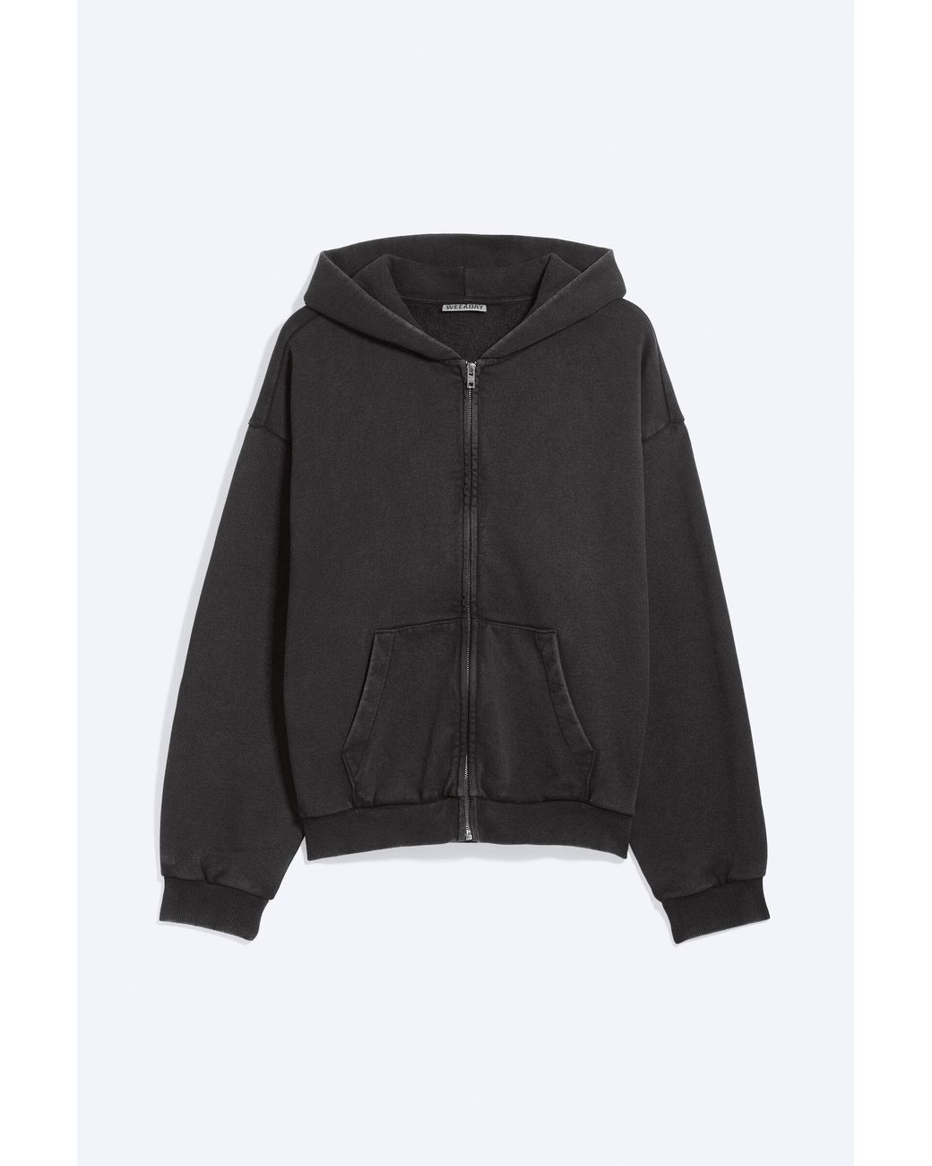 Weekday Black Heavy Loose Zip Hoodie for men