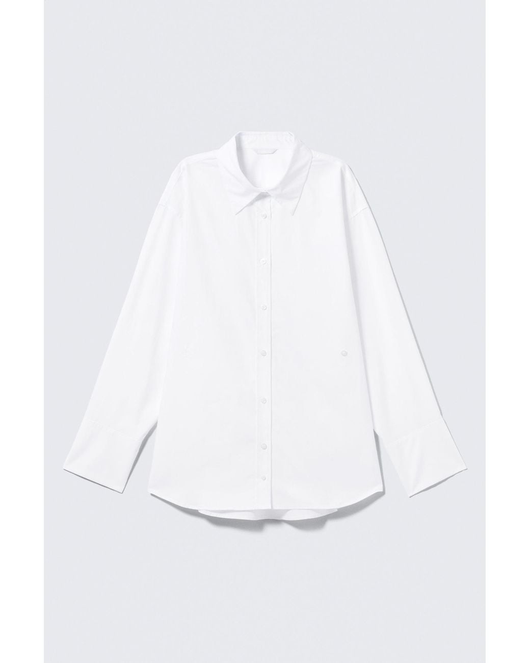 Weekday White Cross-Buttoned Long-Sleeved Cotton Shirt
