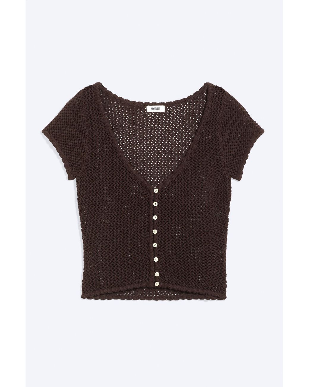 Monki Black Short-Sleeved Crochet Top