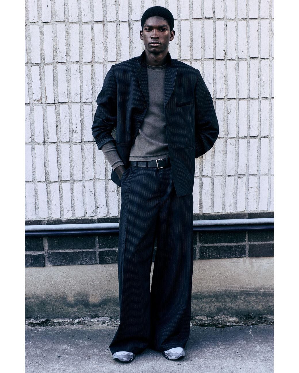 Weekday Blue Banks Oversized Wool-Blend Suit Trousers for men