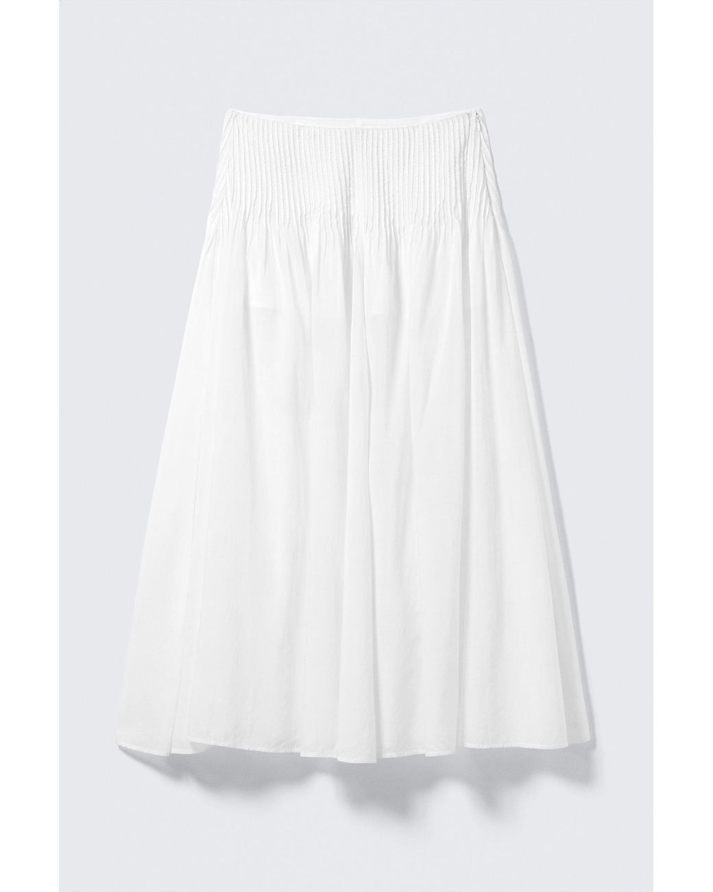 Weekday White Pleated Mid Rise Maxi Skirt