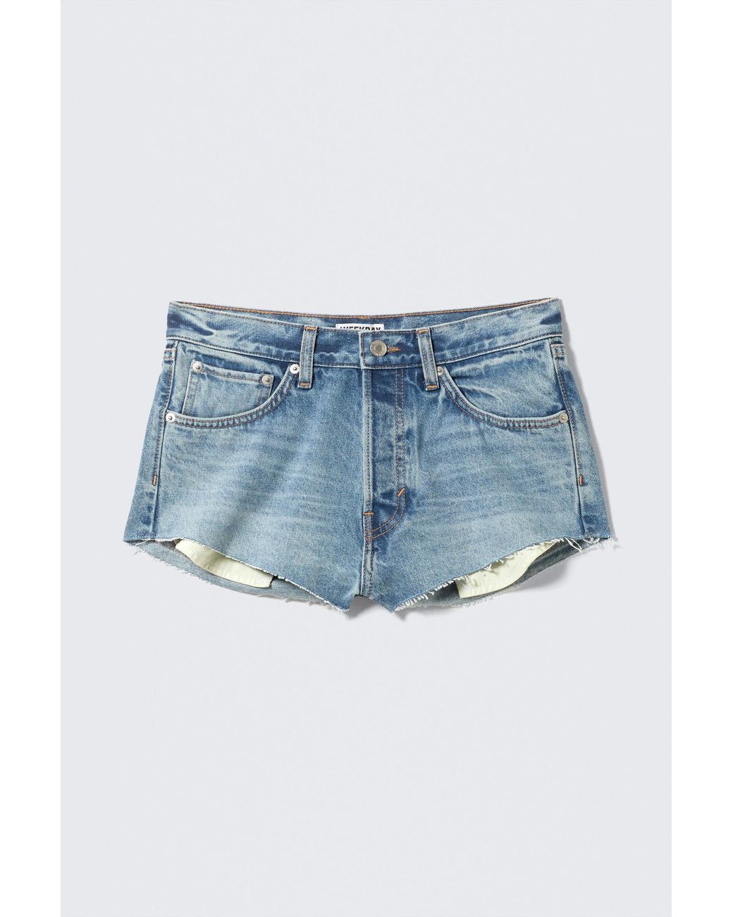 Weekday Blue Maia Mid Rise Denim Hot Pants