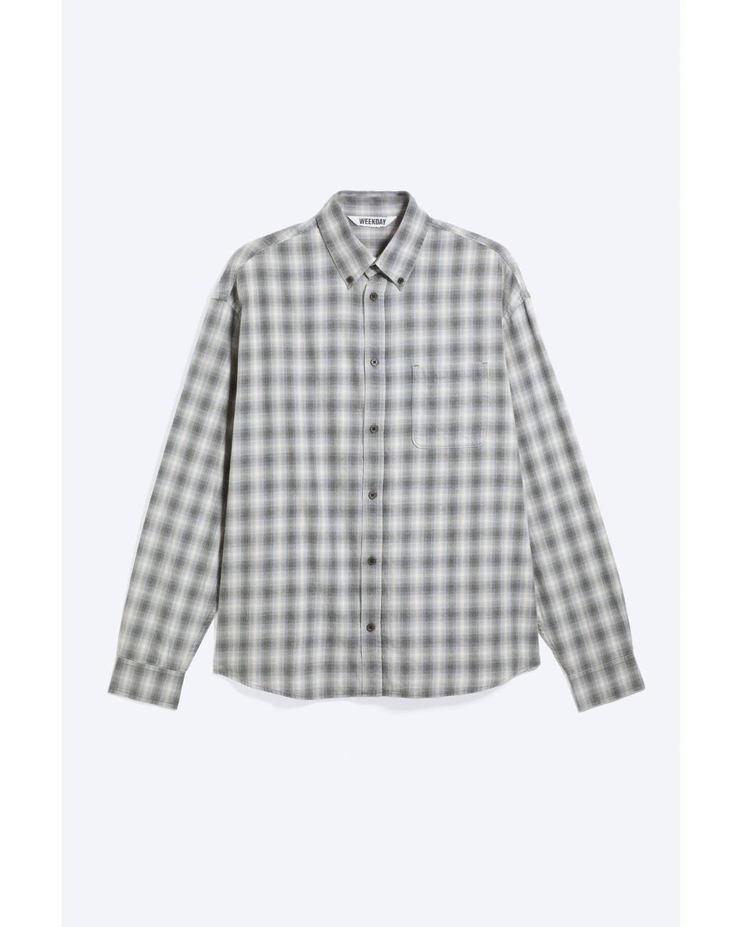 Weekday Gray Long-Sleeved Flannel Buttoned Shirt for men
