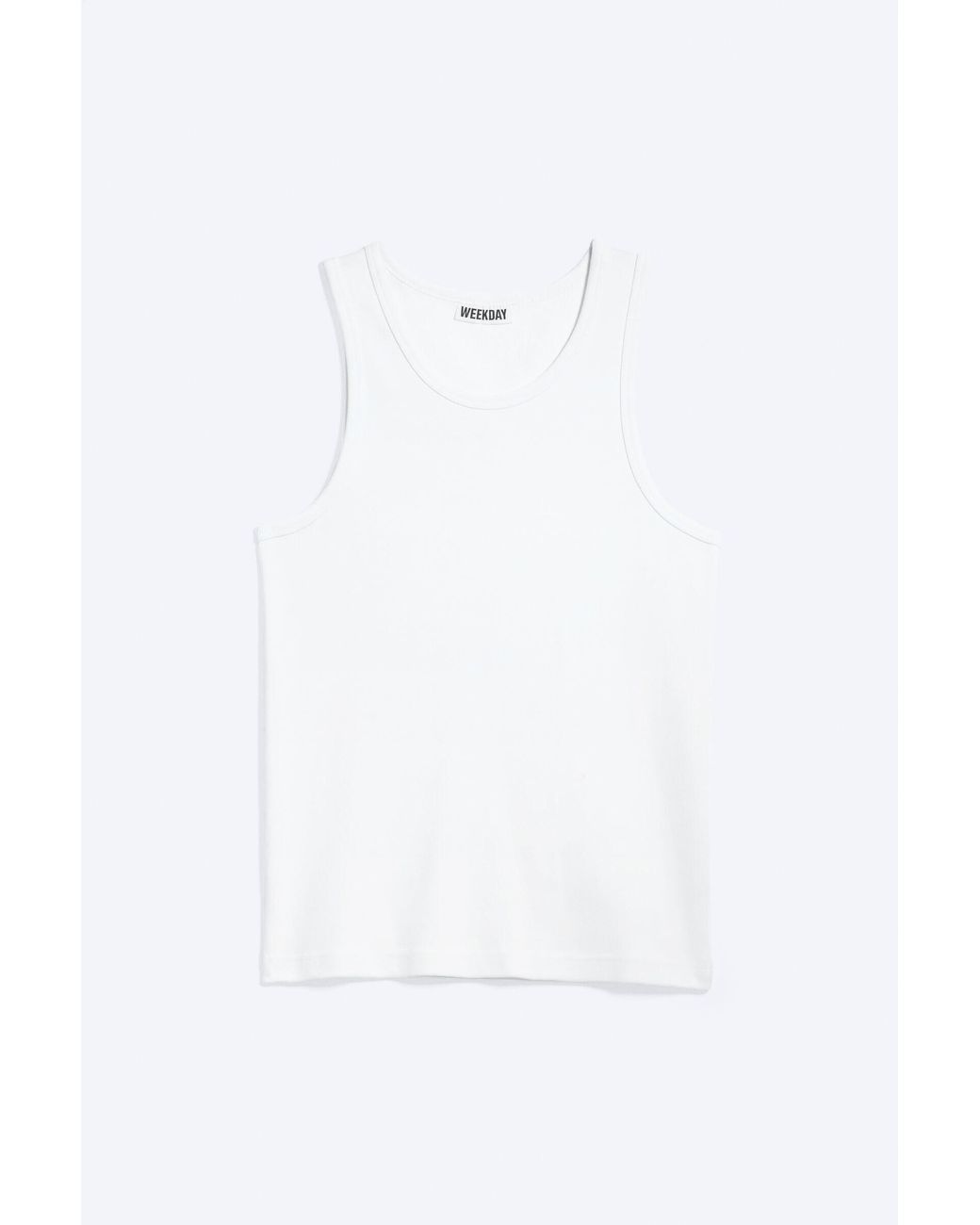 Weekday White Classic Ribbed Tank Top for men