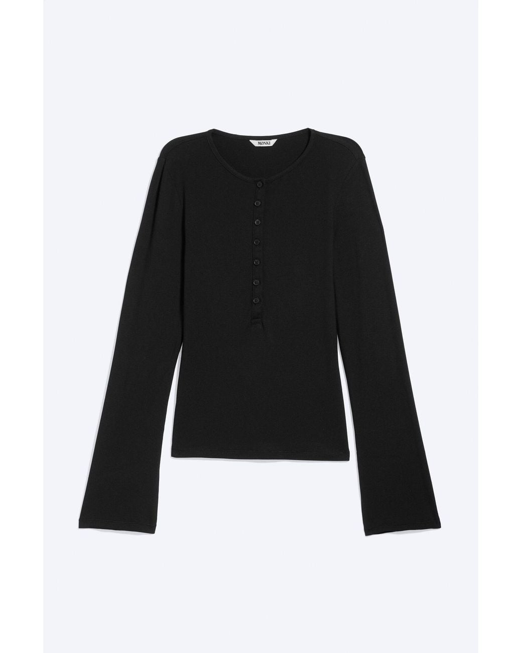 Monki Black Slim Fit Long-Sleeved Henley