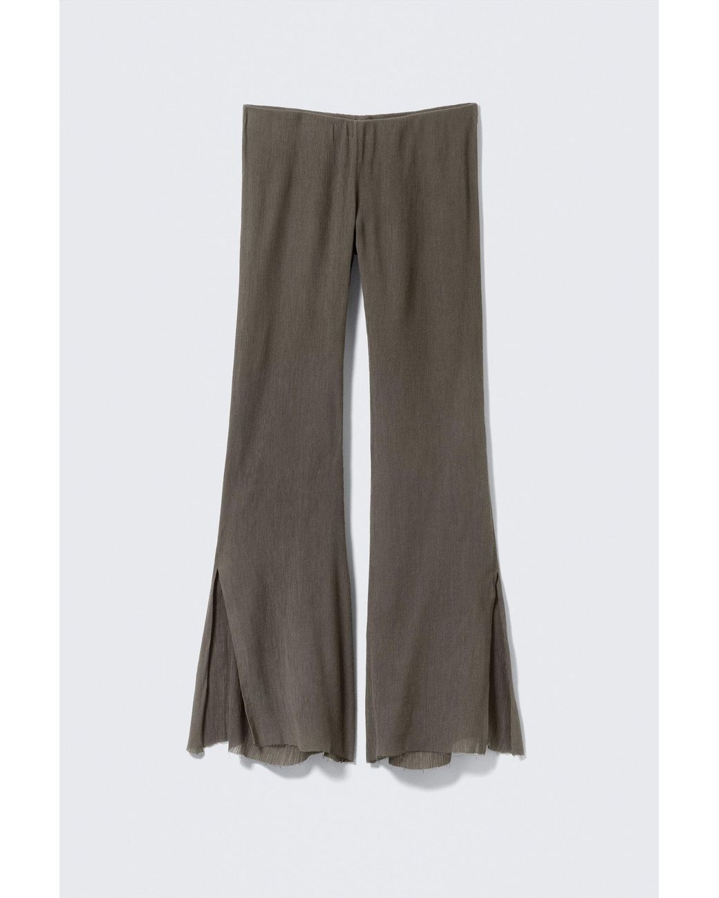 Weekday Gray Low Rise Flared Crinkled Trousers
