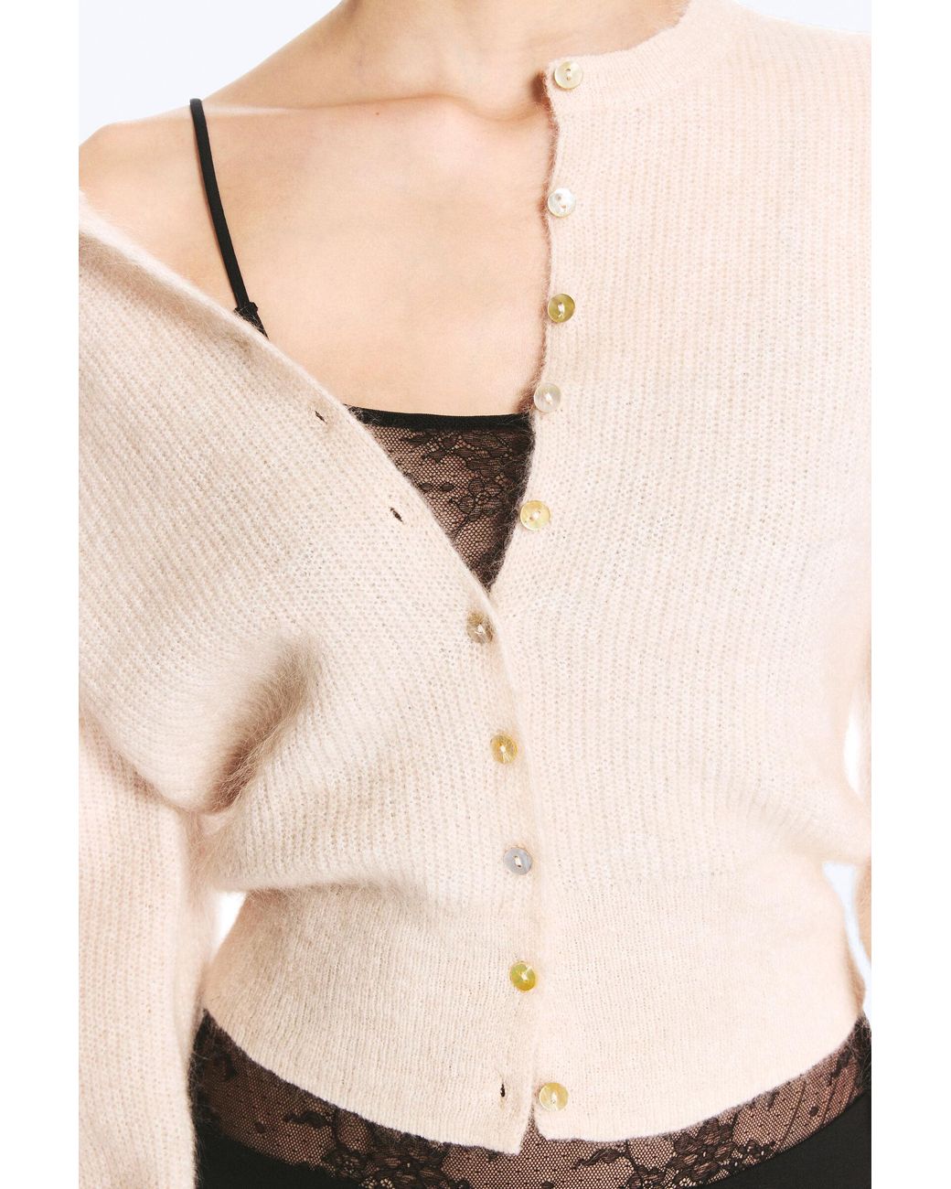 Monki Natural Mohair Blend Cardigan