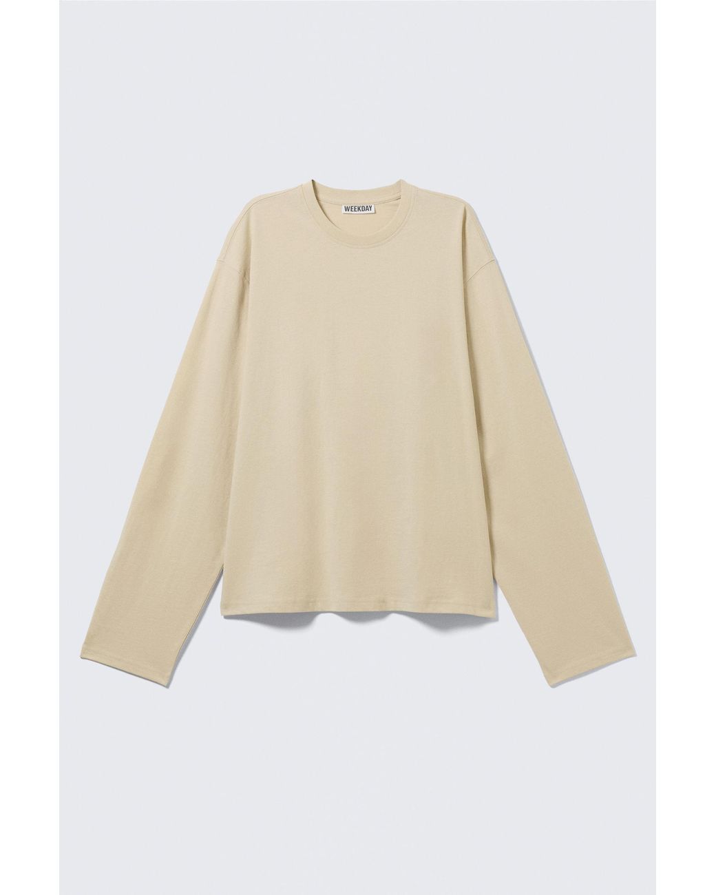 Weekday Natural Long-Sleeved Boxy Cotton T-Shirt